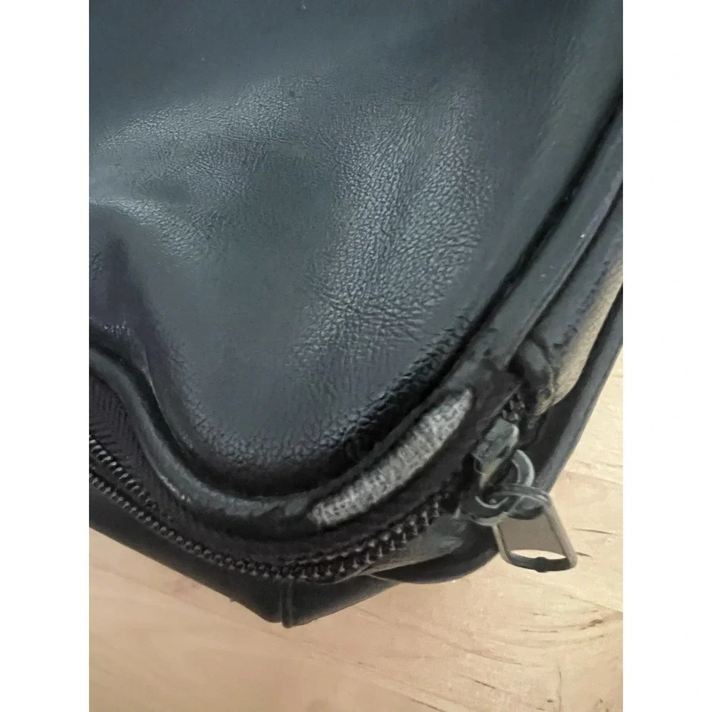 Black Leather Messenger‎ Laptop Briefcase Bag Unisex Designer *READ